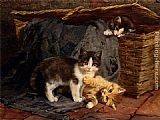 Famous Kittens Paintings - The Playful Kittens
